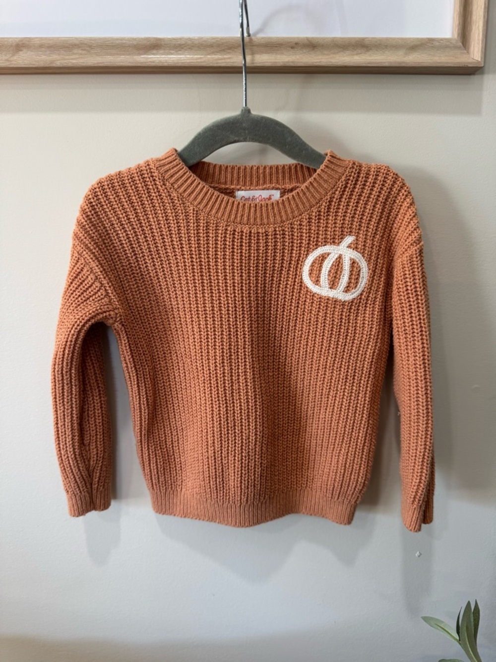 Cat & Jack Cozy Pumpkin Patch Knit Sweater - Rust 18m